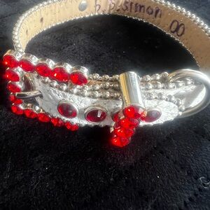 Red and Silver Embellished Women's Belt